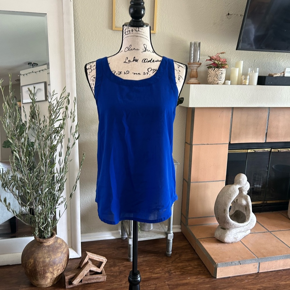 Deep blue halter blouse with zipper